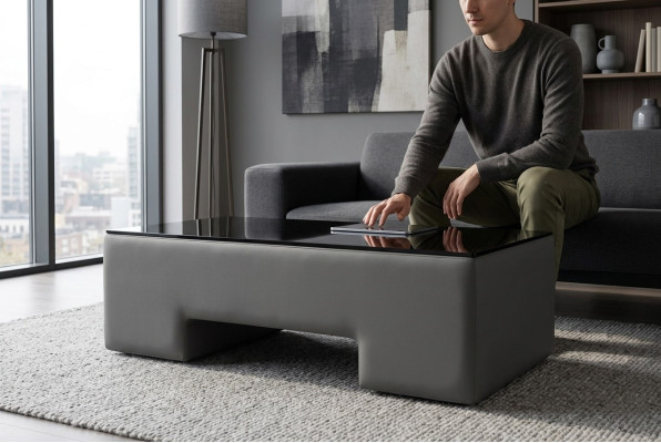 Leder Kaffee Design Polster Couch Tisch Wohnzimmer Glastische Tische