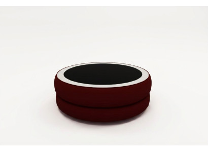 Runder Rund Wonzimmer Glas Tisch Polster Beistell Modern Leder Sofatisch