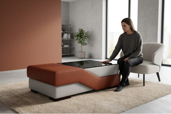 Designer Glastisch Tisch Polster Modern Wohnzimmer Leder Couch Sofa