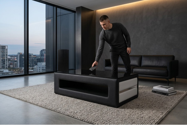 Design Glastisch Couchtisch Beistell Couch Sofa Tische Leder Polster Tisch