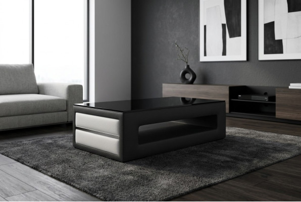 Design Glastisch Couchtisch Beistell Couch Sofa Tische Leder Polster Tisch