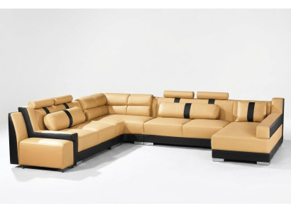 Leder Sofa Couch Polster Eck U Form Wohnlandschaft Eckgarnitur Sofas