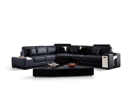 Designer Ecksofa Polster Wohnlandschaft Leder Couch Sofas Sofa XXL