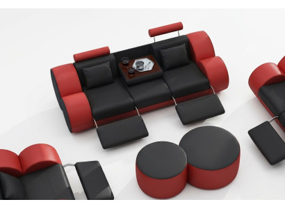 3 Sitzer Multifunktion Sofa Designer Leder Couch Polster Garnitur Sofas