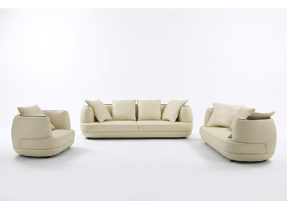 Sofagarnitur Design Couch 3+2 Set Polster Leder Sofa Wohnzimmer Garnituren