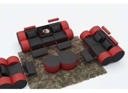 Sofagarnitur Design Couch 3+2 Set Polster Leder Sofa Wohnzimmer Garnituren