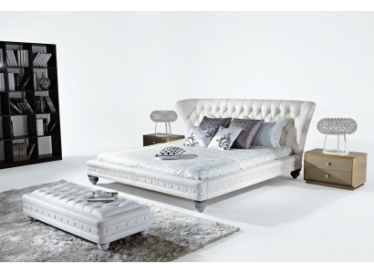 Designer Doppelbett Bett Betten Leder Chesterfield Hotel Luxus Schlafzimmer