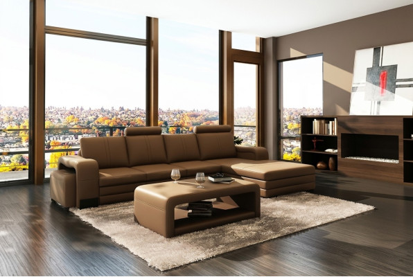 Ledersofa Couch Sofas XXL Ecksofa Wohnlandschaft L-Form Design Modern