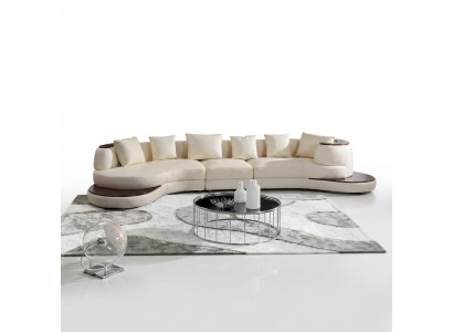 Moderne Sofagarnitur Ecksofa Leder Sofa Couch Polster Rund Insel