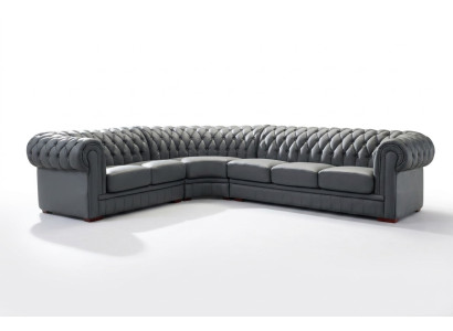 Klassiche Chesterfield Polster Sitz Eck Leder Dekor Garnitur Wohnlandschaft