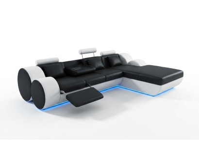 Ledersofa Couch Wohnlandschaft L-Form Design Modern Sofa 3085