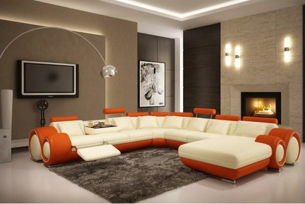 Multifunktions Ledercouch Couch Sofa Polster Ecksofa Moderne XXL Big