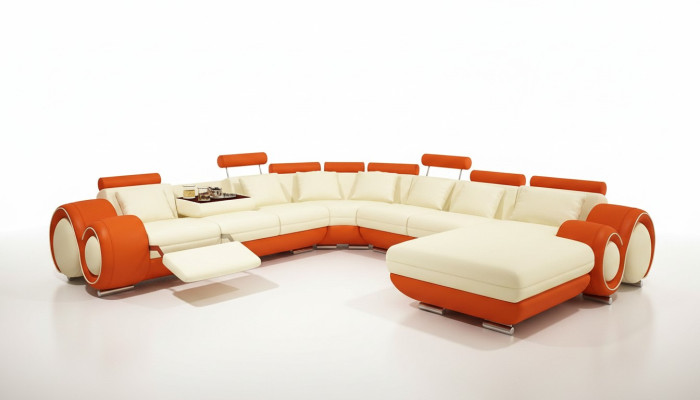 Multifunktions Ledercouch Couch Sofa Polster Ecksofa Moderne XXL Big