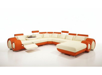 Multifunktions Ledercouch Couch Sofa Polster Ecksofa Moderne XXL Big
