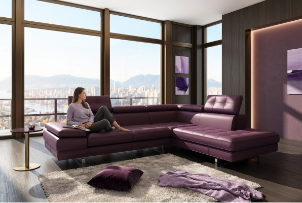 Ledersofa Couch Wohnlandschaft L-Form Design Modern Sofa 5057