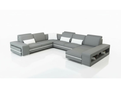 Ledersofa Couch Wohnlandschaft U-Form Design Modern Sofa Eck Dekor Sofas