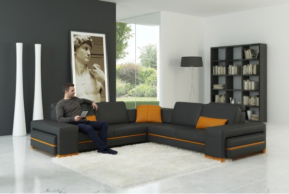 Ledersofa Couch Wohnlandschaft L Form Design Dekor Modern Sofa Eck Sofas