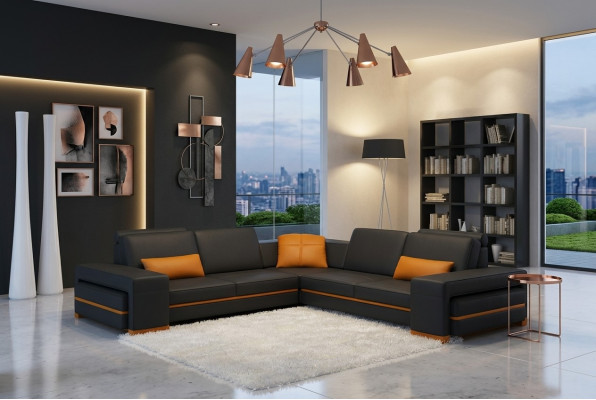 Ledersofa Couch Wohnlandschaft L Form Design Dekor Modern Sofa Eck Sofas