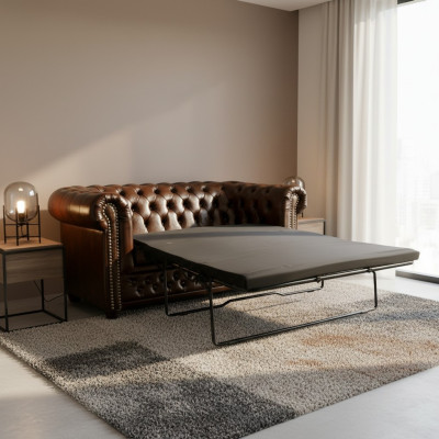 Chesterfield Sofa York 2 Sitzer mit Bettfunktion Couch Polster Sofas Couchen Neu