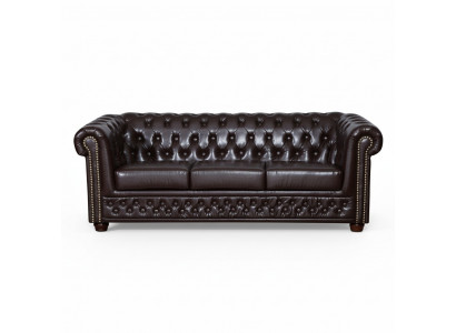 Modernes dreisitziges Kunstleder Sofa gemütlich elegant Chesterfield