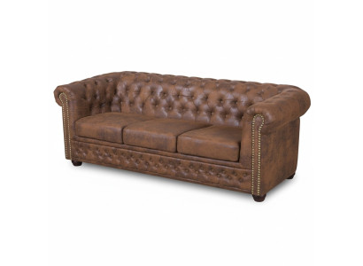 Chesterfield York Gobi 3 Sitzer Leder Couch Polster Sofas Couchen Neu