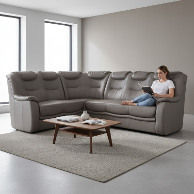 Design Ecksofa Sofa Kassel Leder Couch Polster Sitz Eck Sofas Wohnlandschaft Neu