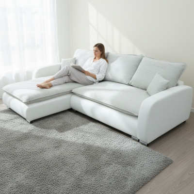 Design Ecksofa Sofa Stoffe Bettfunktion Couch Polster Sitz Eck Sofas Schlafsofa