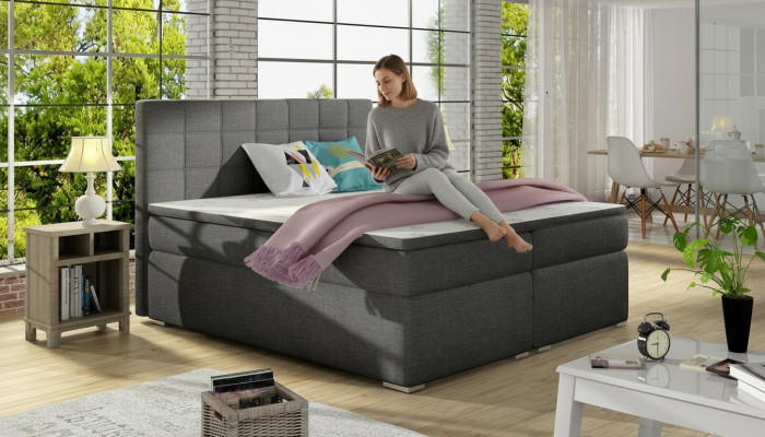 Boxspring 180x200cm Bett Betten Hotel Leder Komplett Bettkasten Topper