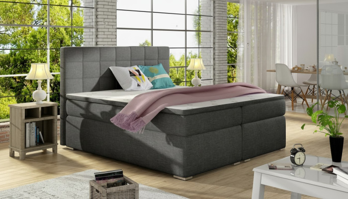 Boxspring 180x200cm Bett Betten Hotel Leder Komplett Bettkasten Topper