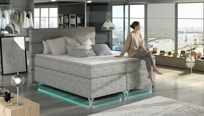Boxspring Bett 180x200cm Betten Hotel Leder Komplett Bettkasten Topper