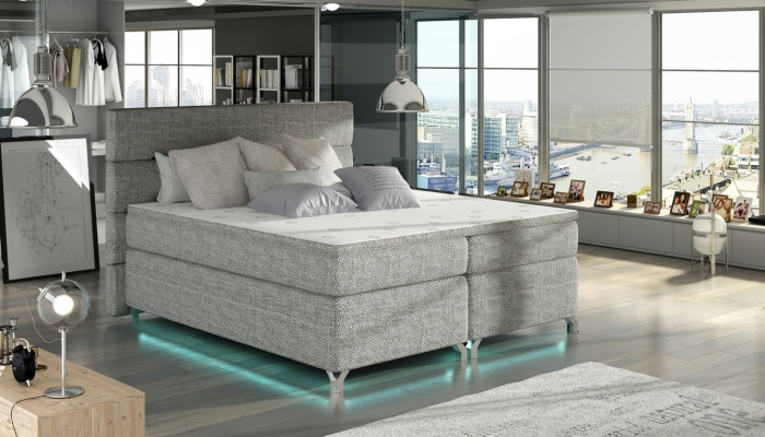 Boxspring Bett 180x200cm Betten Hotel Leder Komplett Bettkasten Topper