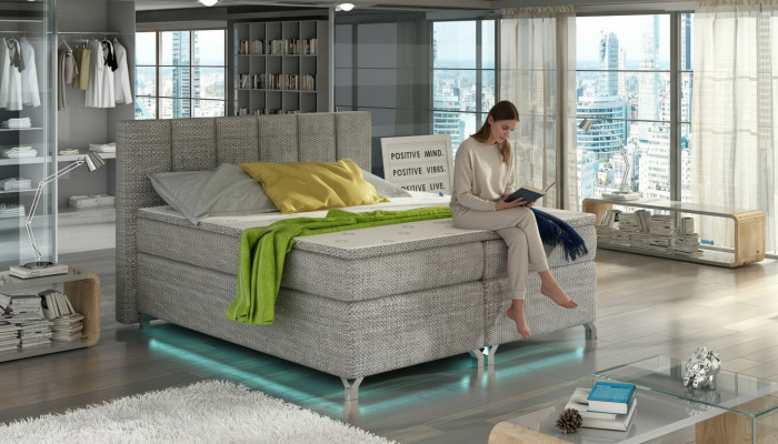 Boxspring Bett 180x200cm Hotel Betten Leder Komplett Bettkasten Topper