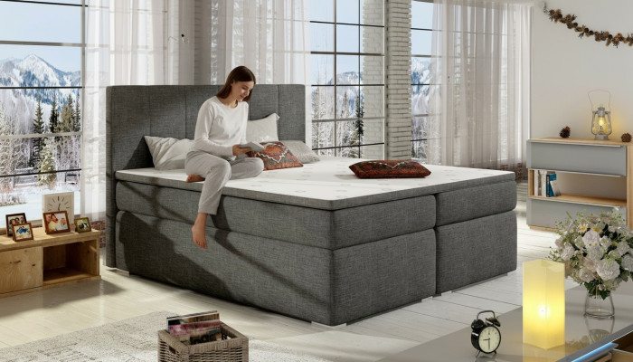 Lederbett Polster Bett Boxspring Betten 180x200cm Bettkasten Matratze