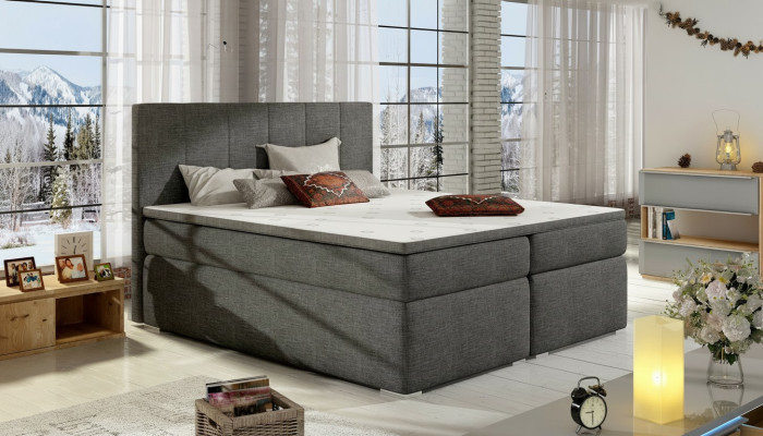 Lederbett Polster Bett Boxspring Betten 180x200cm Bettkasten Matratze