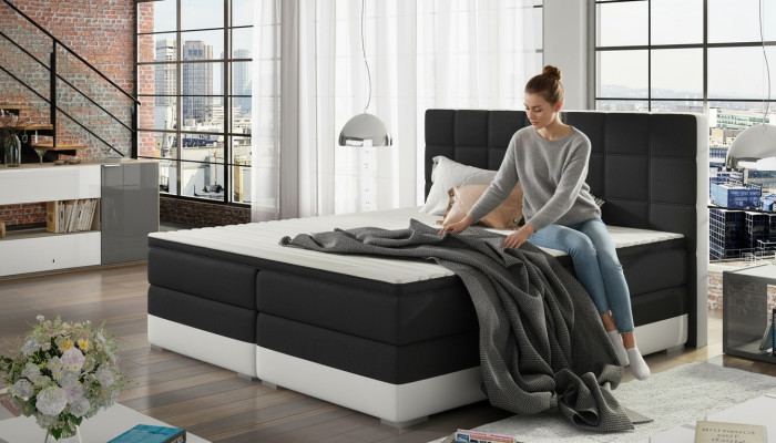 Lederbett Polster Bett Boxspring Betten Bettkasten 180x200cm Matratze
