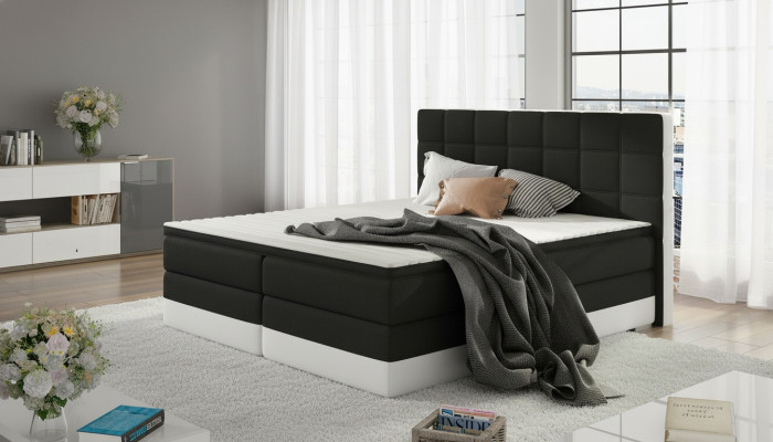 Lederbett Polster Bett Boxspring Betten Bettkasten 180x200cm Matratze