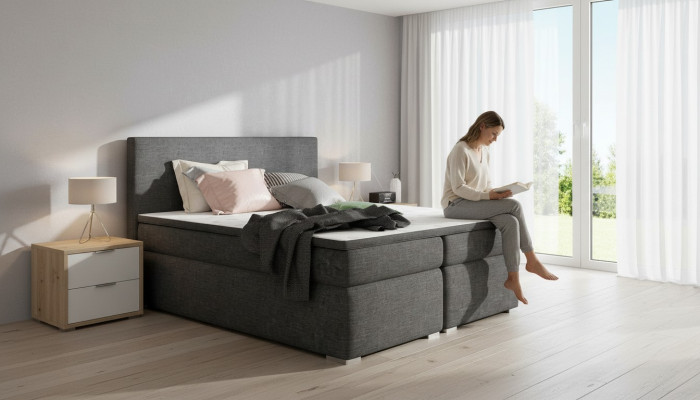 Lederbett Polster Bett Boxspring Betten Bettkasten Matratze Topper