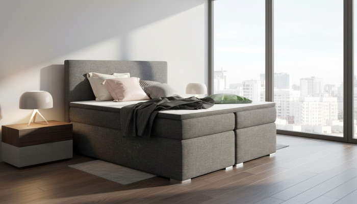 Lederbett Polster Bett Boxspring Betten Bettkasten Matratze Topper
