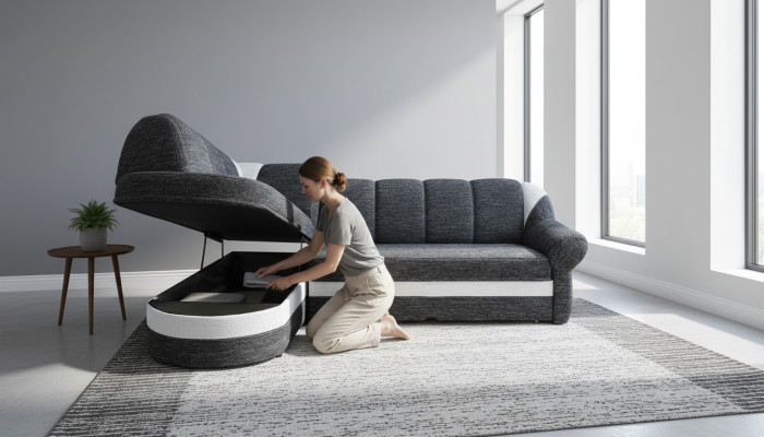 Funktions Couch Schlafsofa Sofa Polster Wohnzimmer Ecksofa Textl Sitz
