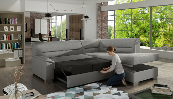 Schlafsofa Sofa Polster Wohnzimmer Textil Ecksofa Couch Sitz Garnitur Sofas