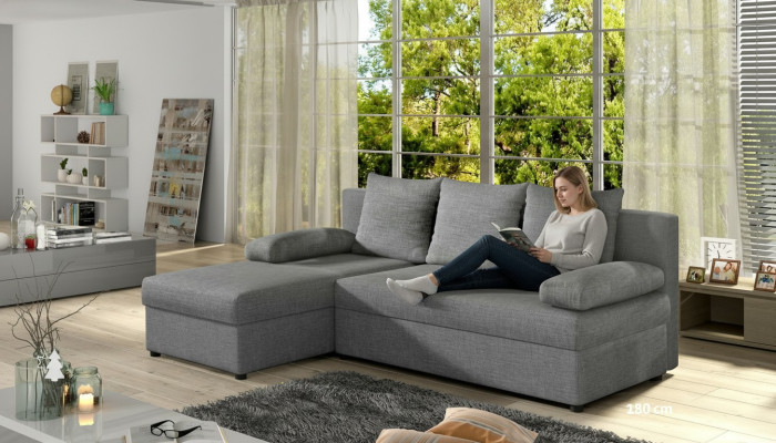 Moderne Schlafsofa Couch Polster Sitz Garnitur L Form Textil Stoff Sofas Leder