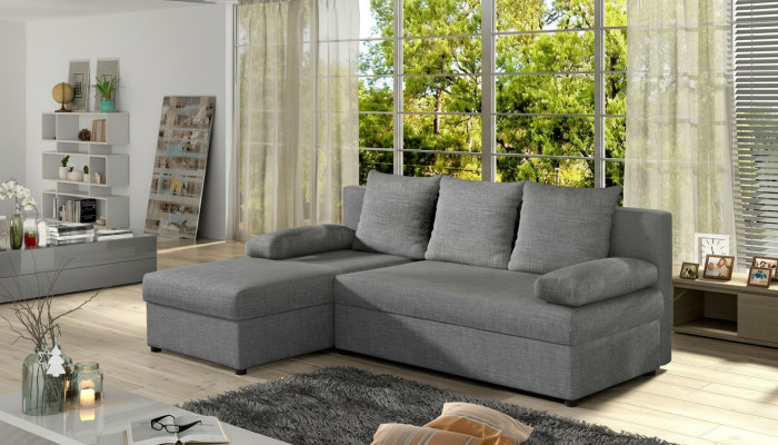 Moderne Schlafsofa Couch Polster Sitz Garnitur L Form Textil Stoff Sofas Leder