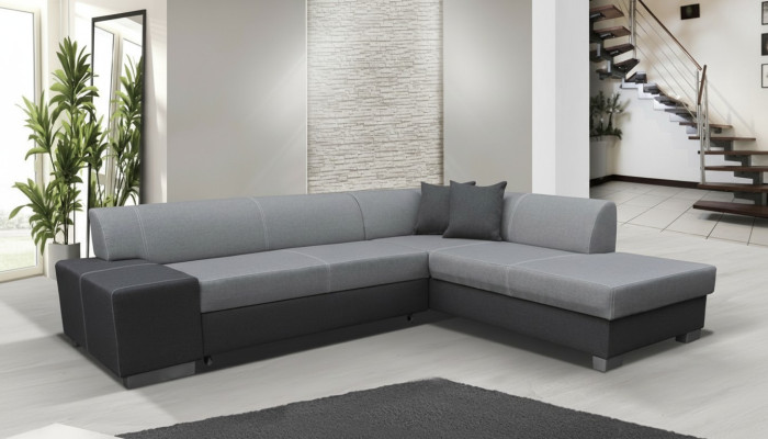 Moderne Design Ecksofa Porto Bettfunktion Couch Textil Sofas Schlaf Sofa