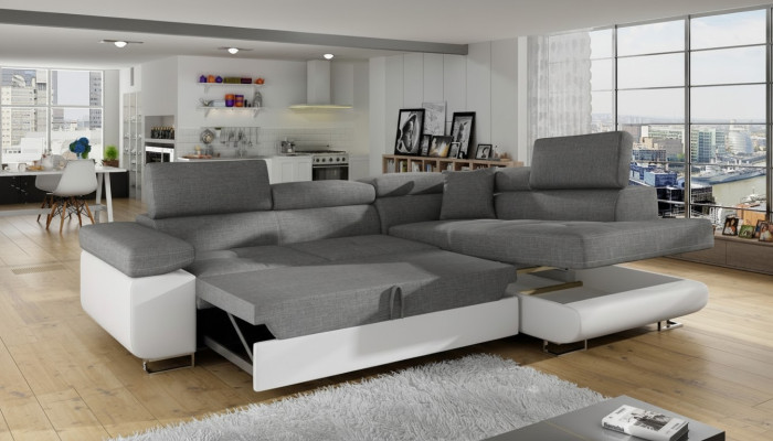 Klassisch Design Ecksofa Sofa Couchen Bettfunktion Couch Polster Textil Sofas