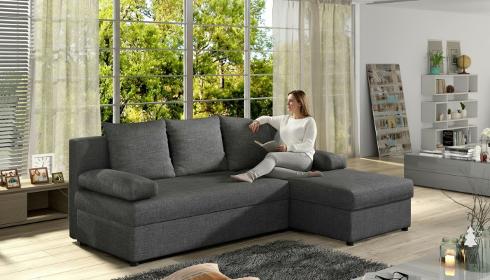 Moderne Schlafsofa Couch Polster Ecksofa Garnitur Bettfunktion Textil Leder