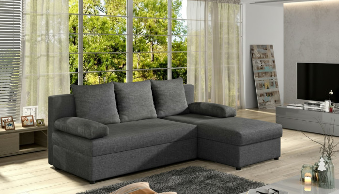 Moderne Schlafsofa Couch Polster Ecksofa Garnitur Bettfunktion Textil Leder
