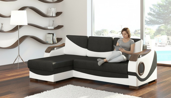 Bettfunktion Funktions Schlafsofa Ecksofa Textil Stoff Couch Polster Garnitur