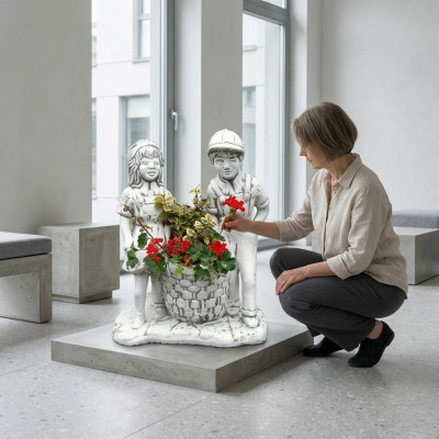 Blumenkübel Natur Pflanz Kübel Dekoration Figur Blumentöpfe Vasen Garten