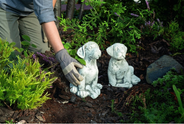Garten Dekoration Hund Terrasse Stein Figuren Figur Deko Statue