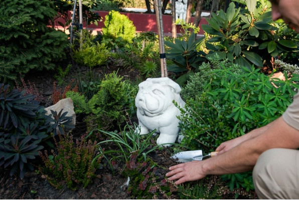 Garten Dekoration Hund Terrasse Stein Figuren Dekorative Figur Weiß Statue